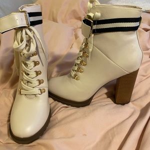 Heeled tie up booties